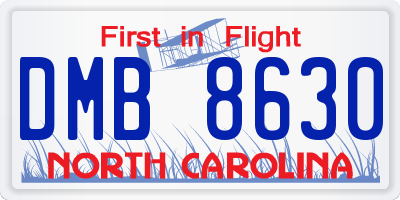 NC license plate DMB8630