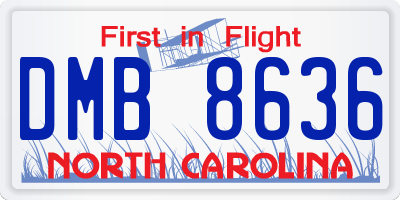 NC license plate DMB8636