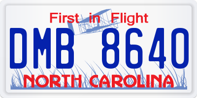 NC license plate DMB8640