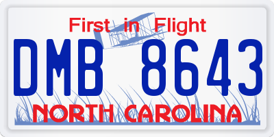 NC license plate DMB8643