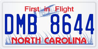 NC license plate DMB8644