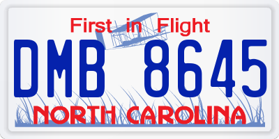 NC license plate DMB8645