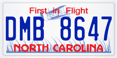 NC license plate DMB8647