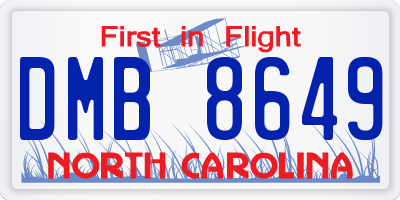 NC license plate DMB8649