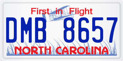 NC license plate DMB8657