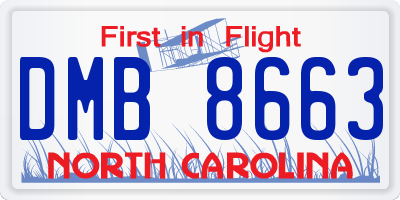 NC license plate DMB8663