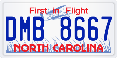 NC license plate DMB8667