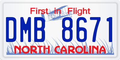 NC license plate DMB8671