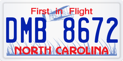 NC license plate DMB8672