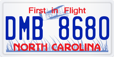 NC license plate DMB8680