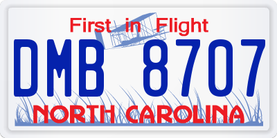 NC license plate DMB8707