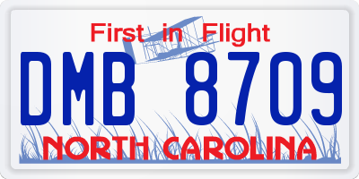 NC license plate DMB8709