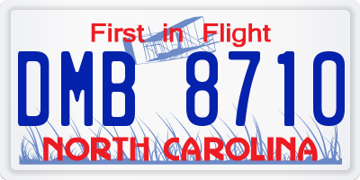 NC license plate DMB8710