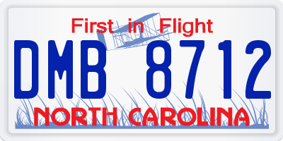 NC license plate DMB8712