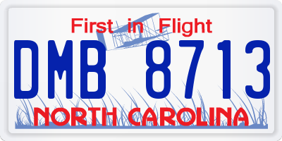 NC license plate DMB8713