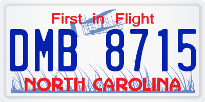 NC license plate DMB8715