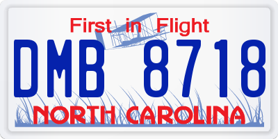 NC license plate DMB8718