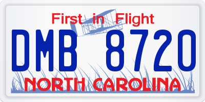 NC license plate DMB8720