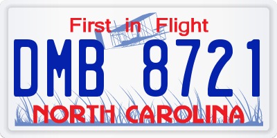 NC license plate DMB8721