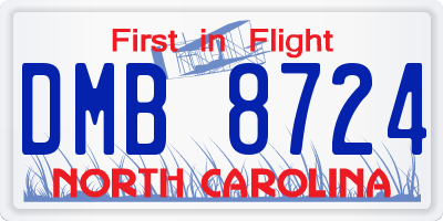 NC license plate DMB8724