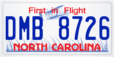 NC license plate DMB8726