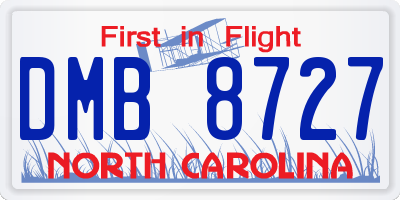 NC license plate DMB8727