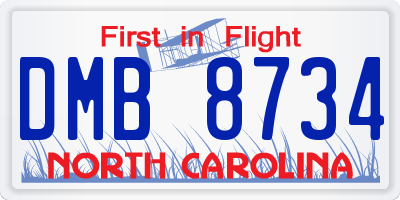 NC license plate DMB8734