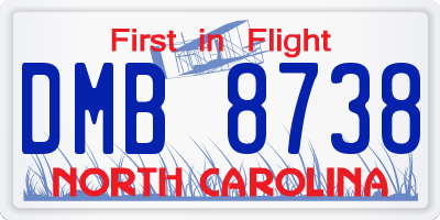 NC license plate DMB8738