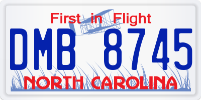 NC license plate DMB8745
