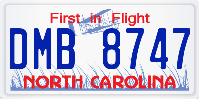 NC license plate DMB8747