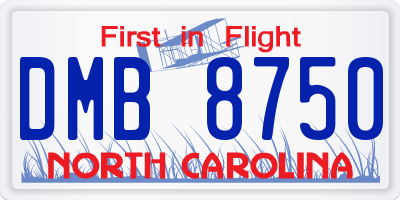 NC license plate DMB8750