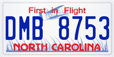 NC license plate DMB8753