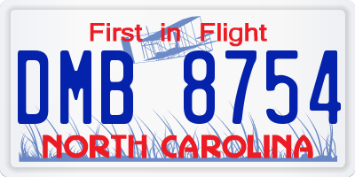 NC license plate DMB8754