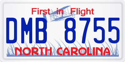 NC license plate DMB8755