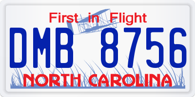 NC license plate DMB8756