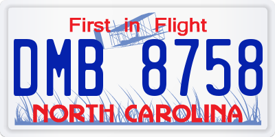 NC license plate DMB8758