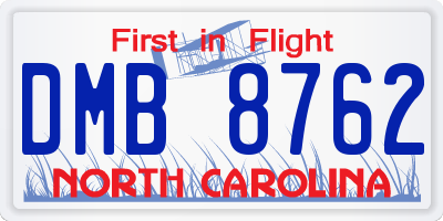 NC license plate DMB8762