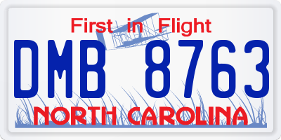 NC license plate DMB8763