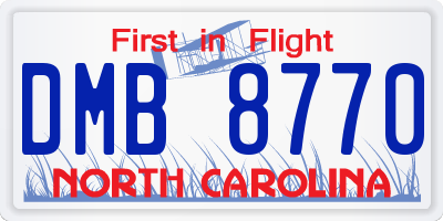 NC license plate DMB8770