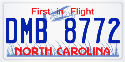 NC license plate DMB8772