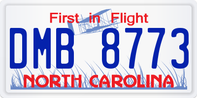 NC license plate DMB8773