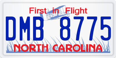 NC license plate DMB8775