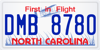 NC license plate DMB8780