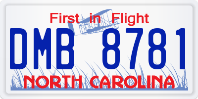 NC license plate DMB8781