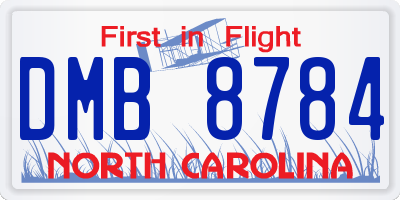 NC license plate DMB8784