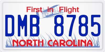 NC license plate DMB8785