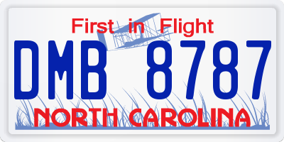 NC license plate DMB8787