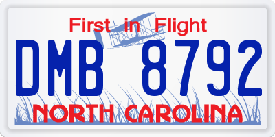 NC license plate DMB8792