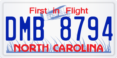 NC license plate DMB8794