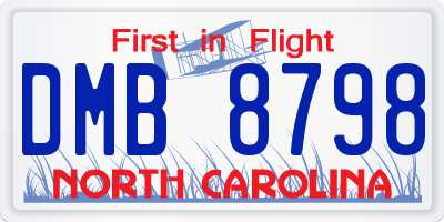 NC license plate DMB8798